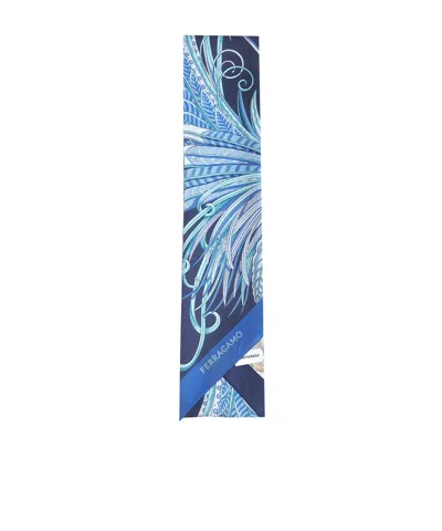 Ferragamo Printed Silk Scarf In Blue