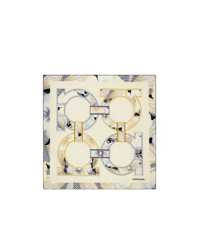Ferragamo Printed Silk Scarf In Brown
