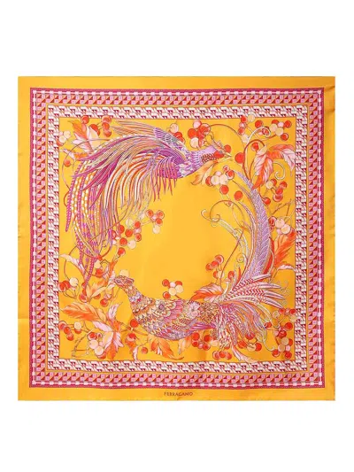 Ferragamo Printed Silk Scarf In Fuchsia