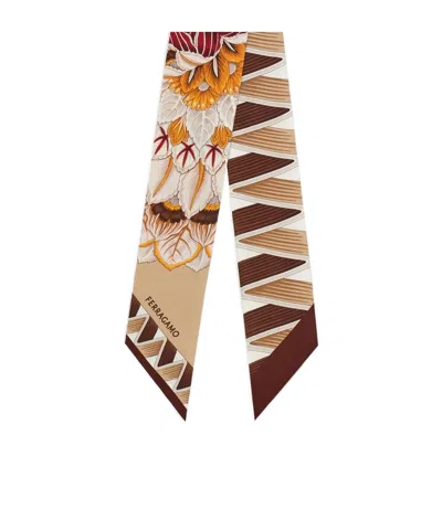 Ferragamo Printed Silk Scarf In Multi