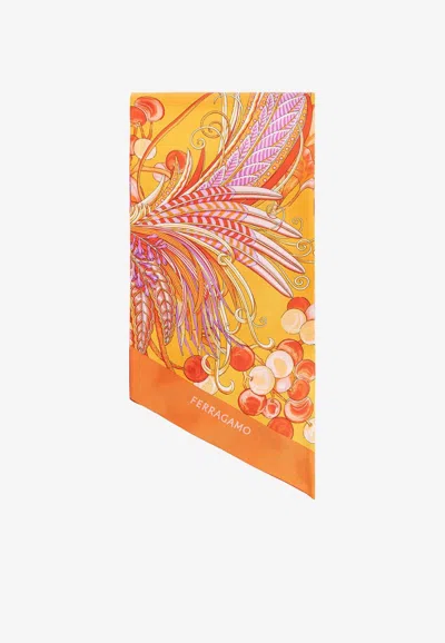 Ferragamo Printed Silk Scarf In Multicolor