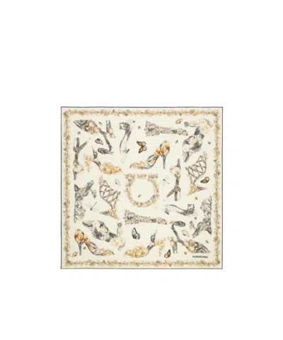 Ferragamo Printed Silk Scarf In Neutral