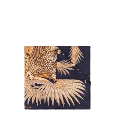 Ferragamo Printed Silk Scarf In Nude