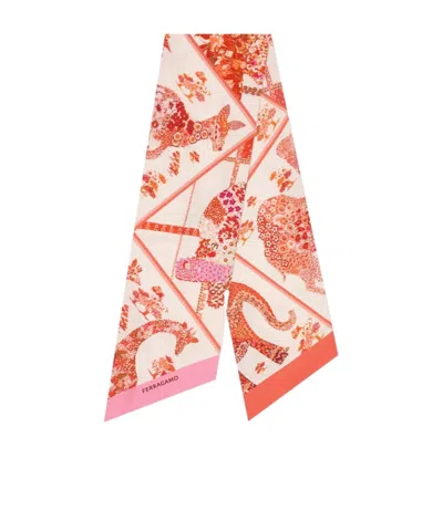 Ferragamo Printed Silk Scarf In Pink