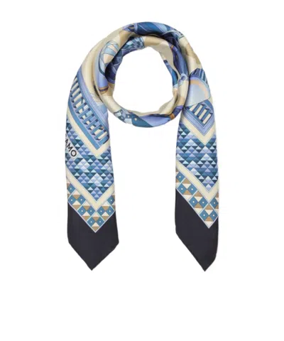 Ferragamo Printed Silk Scarf In Blue