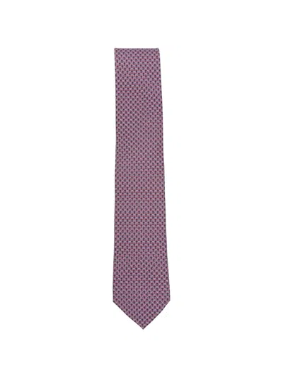 Ferragamo Printed Silk Tie In Pink