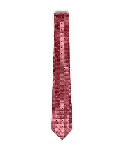 Ferragamo Printed Silk Tie In Red