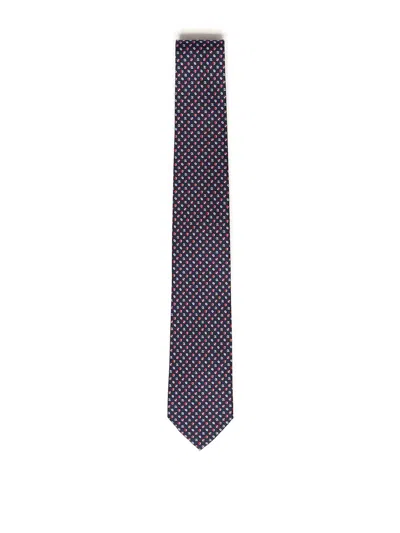 Ferragamo Printed Silk Tie In Blue