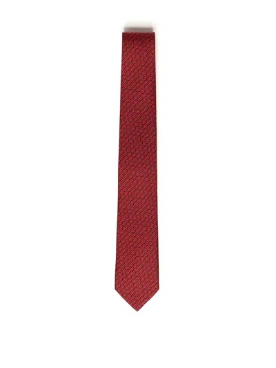 Ferragamo Printed Silk Tie In Red
