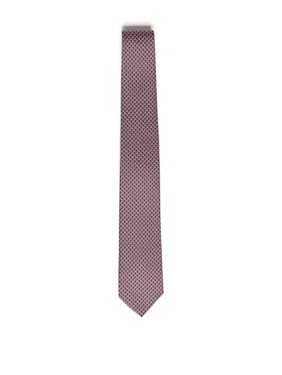 Ferragamo Printed Silk Tie In Pink