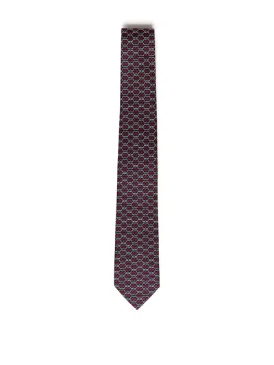 Ferragamo Printed Silk Tie In Brown