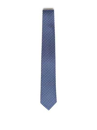 Ferragamo Printed Silk Tie In Blue