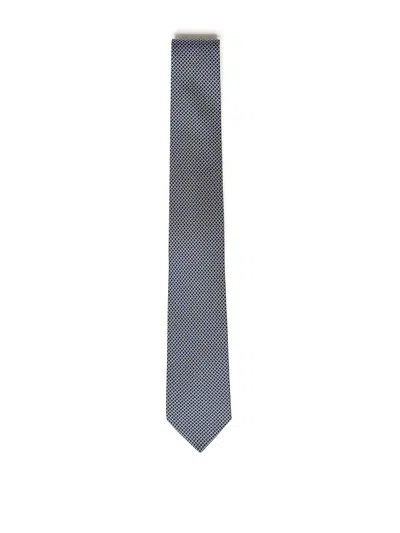Ferragamo Printed Silk Tie In Blue