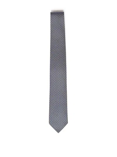 Ferragamo Printed Silk Tie In Blue