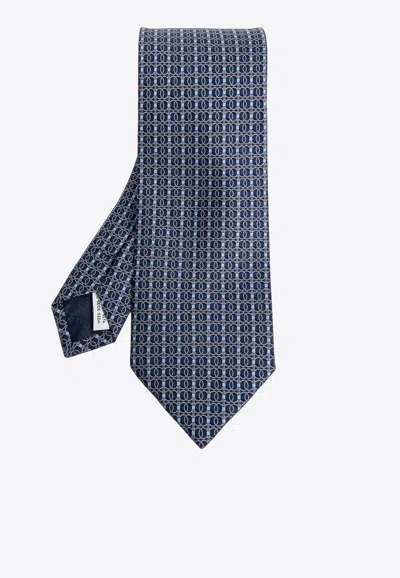 Ferragamo Printed Silk Tie In Brown