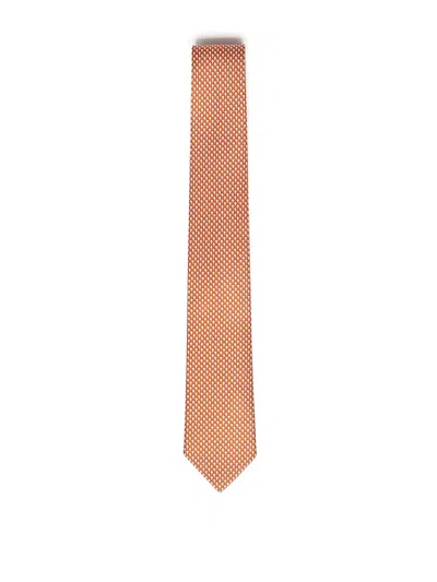 Ferragamo Printed Silk Tie In Orange
