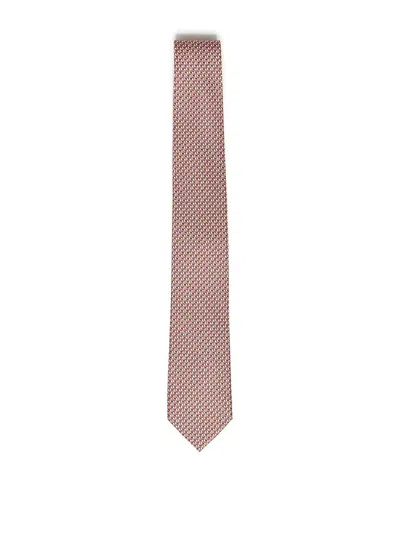 Ferragamo Printed Silk Tie In Brown