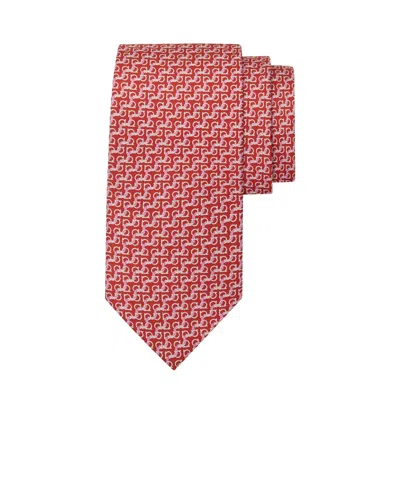 Ferragamo Printed Silk Tie In Red