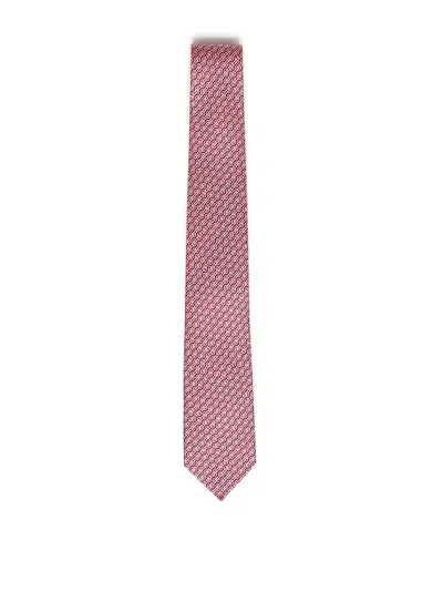 Ferragamo Printed Silk Tie In Pink