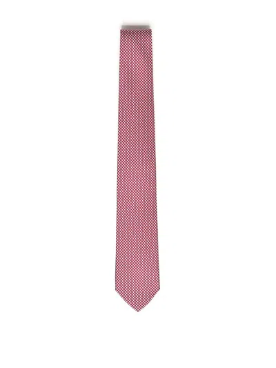 Ferragamo Printed Silk Tie In Pink