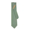 Ferragamo Printed Silk Tie With Interlocking Gancini And Regimental Stripes