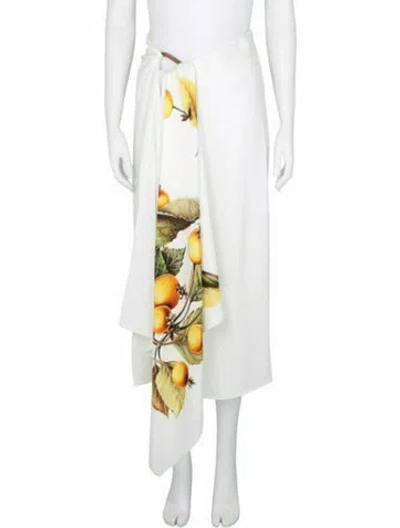 Pre-owned Ferragamo Printed Skirt W/ Tags In White
