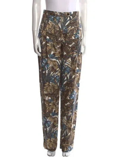 Pre-owned Ferragamo Printed Straight Leg Pants In Neutral