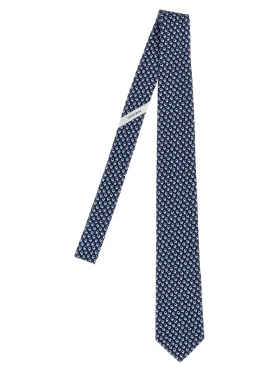 Ferragamo Printed Tie In Blue