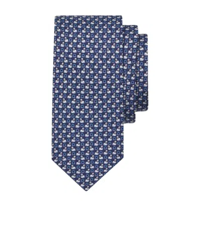 Ferragamo Printed Tie In Blue