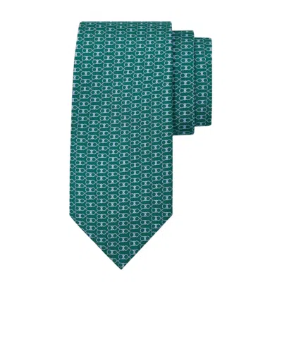 Ferragamo Printed Tie In Blue