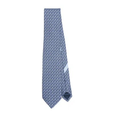 Ferragamo Printed Tie In Blue