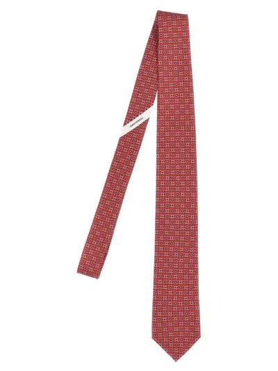 Ferragamo Printed Tie In Red