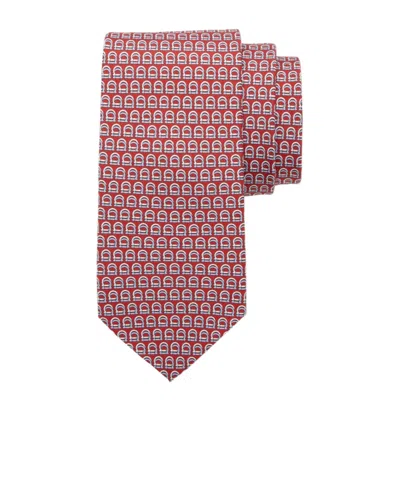 Ferragamo Printed Tie In Red