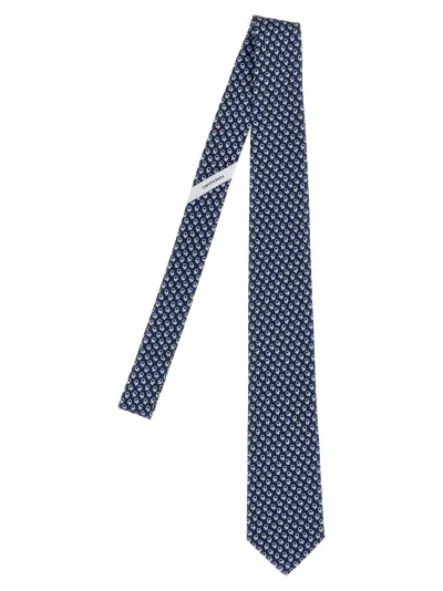 Ferragamo Printed Tie Ties, Papillon In Blue