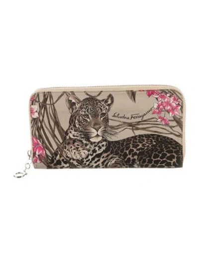 Pre-owned Ferragamo Printed Wallet In Brown