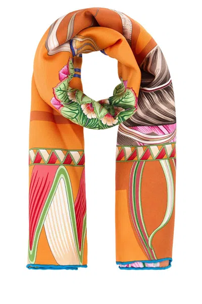 Ferragamo Silk Foulard With Floral Butterfly Print In Multi