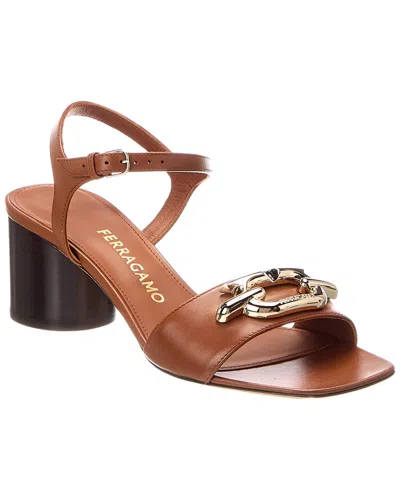 Ferragamo Priscilla 55 Leather Sandal In Brown