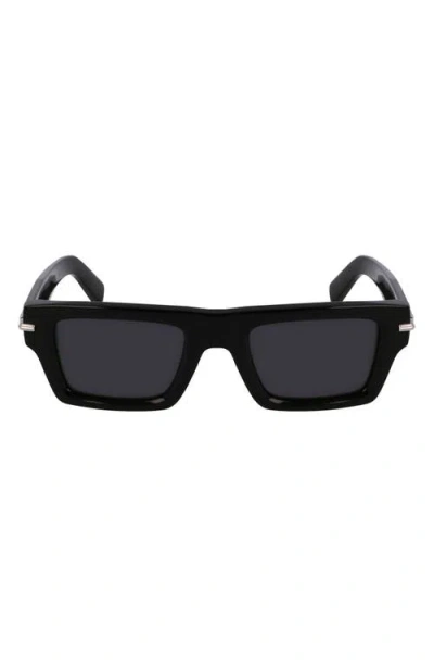 Ferragamo Prisma 50mm Rectangular Sunglasses In Black