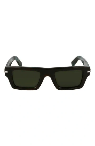 Ferragamo Prisma 50mm Rectangular Sunglasses In Green