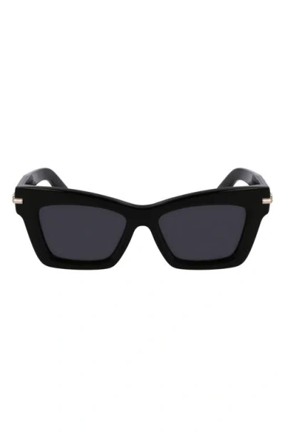 Ferragamo Prisma 52mm Modified Rectangular Sunglasses In Black