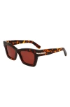 Ferragamo Prisma 52mm Modified Rectangular Sunglasses In Dark Tortoise