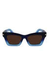 Ferragamo Prisma 52mm Modified Rectangular Sunglasses In Blu