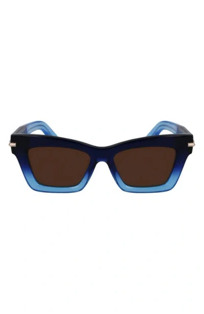 Ferragamo Prisma 52mm Modified Rectangular Sunglasses In Blu