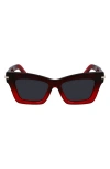 Ferragamo Prisma 52mm Modified Rectangular Sunglasses In Gradient Dark Red Transparent