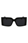 Ferragamo Prisma Modified Acetate Rectangle Sunglasses In Black