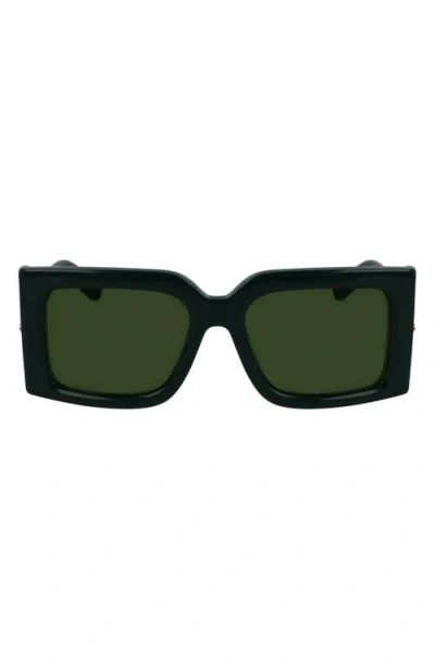 Ferragamo Prisma 55mm Modified Rectangular Sunglasses In Dark Green