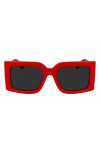Ferragamo Prisma 55mm Modified Rectangular Sunglasses In Red
