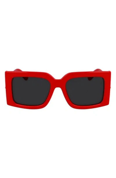 Ferragamo Prisma 55mm Modified Rectangular Sunglasses In Red