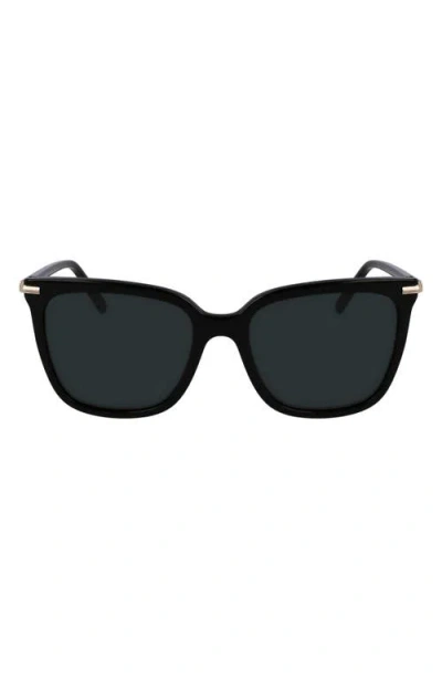 Ferragamo Prisma 56mm Modified Butterfly Sunglasses In Black