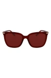 Ferragamo Prisma 56mm Modified Butterfly Sunglasses In Transparent Red